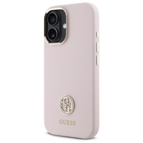 Etui Guess Silicone Logo Strass 4G na iPhone 16 - jasnoróżowe Guess