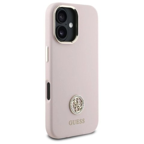 Etui Guess Silicone Logo Strass 4G na iPhone 16 - jasnoróżowe Guess