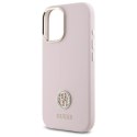Etui Guess Silicone Logo Strass 4G na iPhone 16 - jasnoróżowe Guess