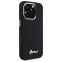 Etui Guess Silicone Script Metal Logo & Frame na iPhone 16 Pro - czarne Guess