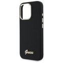 Etui Guess Silicone Script Metal Logo & Frame na iPhone 16 Pro - czarne Guess