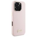 Etui Guess Silicone Script Metal Logo & Frame na iPhone 16 Pro - różowe Guess
