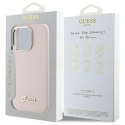 Etui Guess Silicone Script Metal Logo & Frame na iPhone 16 Pro - różowe Guess