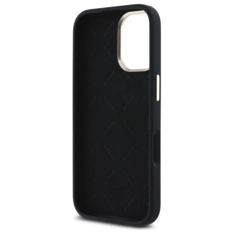 Etui Guess Silicone Script Metal Logo & Frame na iPhone 16 - czarne Guess