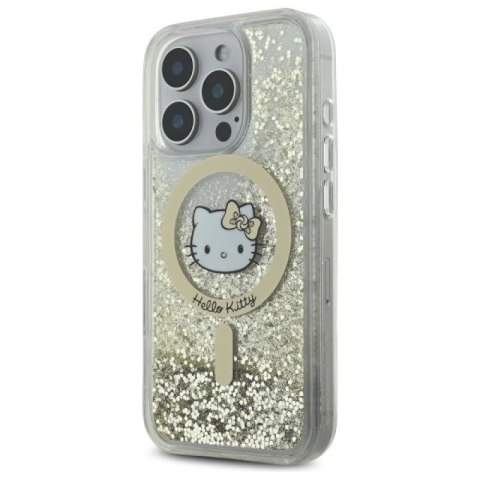 Etui Hello Kitty Liquid Glitter Fever MagSafe na iPhone 16 Pro Max - złote Hello Kitty