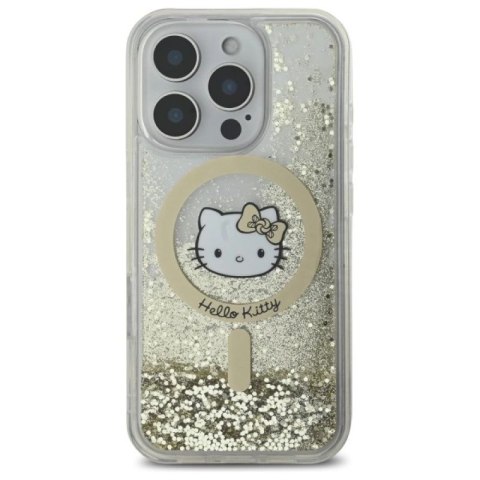 Etui Hello Kitty Liquid Glitter Fever MagSafe na iPhone 16 Pro Max - złote Hello Kitty
