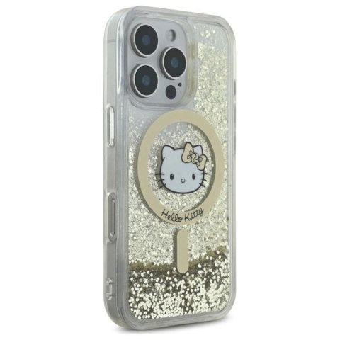 Etui Hello Kitty Liquid Glitter Fever MagSafe na iPhone 16 Pro Max - złote Hello Kitty