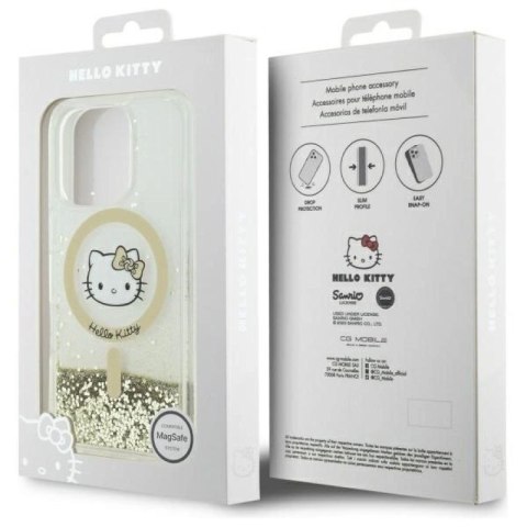 Etui Hello Kitty Liquid Glitter Fever MagSafe na iPhone 16 Pro Max - złote Hello Kitty