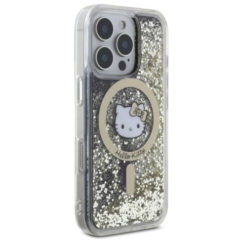 Etui Hello Kitty Liquid Glitter Fever MagSafe na iPhone 16 Pro - złote Hello Kitty
