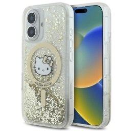 Etui Hello Kitty Liquid Glitter Fever MagSafe na iPhone 16 - złote Hello Kitty