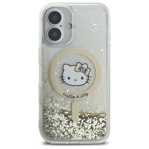 Etui Hello Kitty Liquid Glitter Fever MagSafe na iPhone 16 - złote Hello Kitty