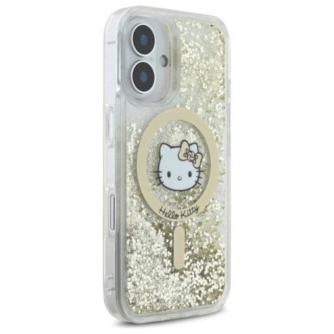 Etui Hello Kitty Liquid Glitter Fever MagSafe na iPhone 16 - złote Hello Kitty