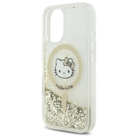 Etui Hello Kitty Liquid Glitter Fever MagSafe na iPhone 16 - złote Hello Kitty