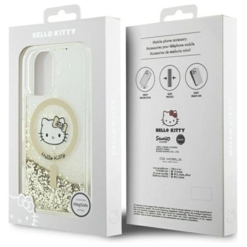 Etui Hello Kitty Liquid Glitter Fever MagSafe na iPhone 16 - złote Hello Kitty