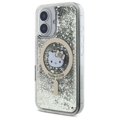 Etui Hello Kitty Liquid Glitter Fever MagSafe na iPhone 16 - złote Hello Kitty
