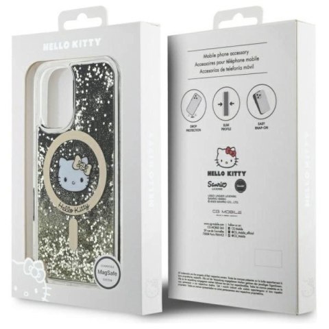 Etui Hello Kitty Liquid Glitter Fever MagSafe na iPhone 16 - złote Hello Kitty