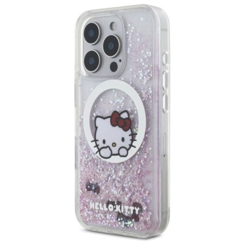 Etui Hello Kitty Liquid Glitter Sweet Kitty Bows MagSafe na iPhone 16 Pro - białe Hello Kitty