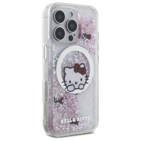 Etui Hello Kitty Liquid Glitter Sweet Kitty Bows MagSafe na iPhone 16 Pro - białe Hello Kitty