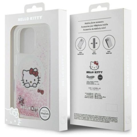 Etui Hello Kitty Liquid Glitter Sweet Kitty Bows MagSafe na iPhone 16 Pro - białe Hello Kitty