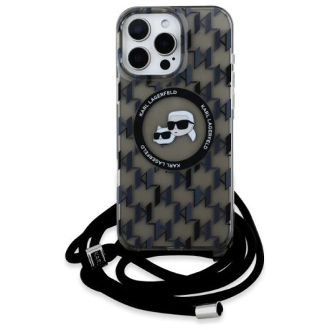 Etui Karl Lagerfeld IML Crossbody Monogram Karl & Choupette Head MagSafe na iPhone 16 Pro - czarne Karl Lagerfeld
