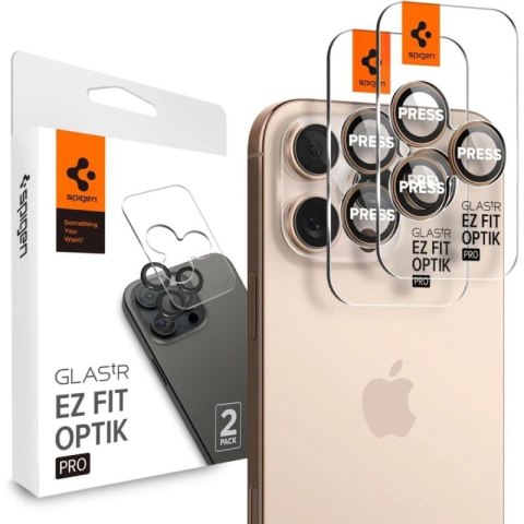 Osłona Aparatu Spigen Optik Pro GLAS.TR "EZ FIT" Camera Protector 2-PACK na iPhone 16 Pro / Pro Max - brązowa Spigen
