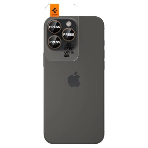 Osłona Aparatu Spigen Optik Pro GLAS.TR "EZ FIT" Camera Protector 2-PACK na iPhone 16 Pro / Pro Max - brązowa Spigen