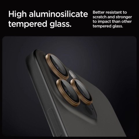 Osłona Aparatu Spigen Optik Pro GLAS.TR "EZ FIT" Camera Protector 2-PACK na iPhone 16 Pro / Pro Max - brązowa Spigen