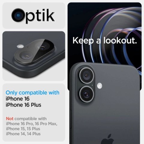 Szkło na aparat Spigen Optik GLAS.TR Camera Protector 2-PACK na iPhone 16 / 16 PLUS - czarne Spigen