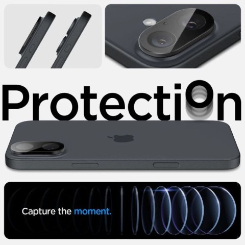 Szkło na aparat Spigen Optik GLAS.TR Camera Protector 2-PACK na iPhone 16 / 16 PLUS - czarne Spigen