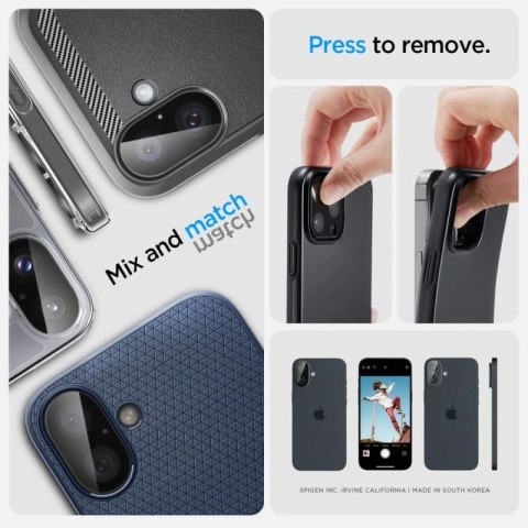 Szkło na aparat Spigen Optik GLAS.TR Camera Protector 2-PACK na iPhone 16 / 16 PLUS - czarne Spigen