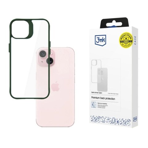 Etui 3mk Satin Armor Case+ Green na Apple iPhone 15 - przezroczyste 3mk Protection