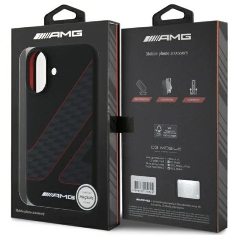 Etui AMG Checkered Flag Pattern MagSafe na iPhone 16 - czarne Mercedes