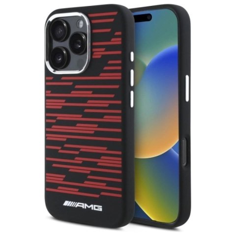 Etui AMG Silicone Graphics MagSafe na iPhone 16 Pro - czarne Mercedes