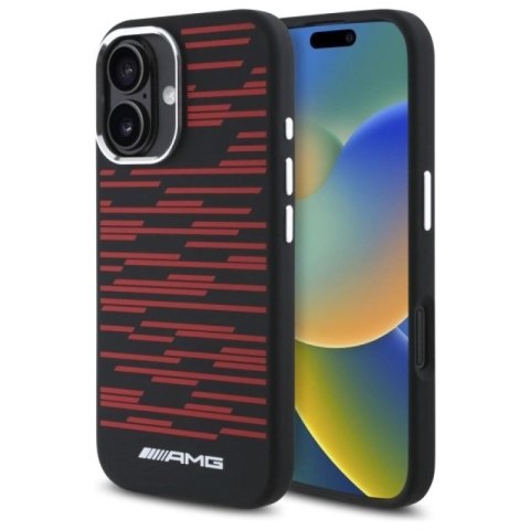 Etui AMG Silicone Graphics MagSafe na iPhone 16 - czarne Mercedes