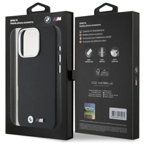 Etui BMW M Smooth Full Wrapped Metal MagSafe na iPhone 16 Pro - czarne BMW