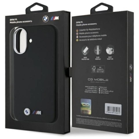 Etui BMW M Smooth Full Wrapped Metal MagSafe na iPhone 16 - czarne BMW