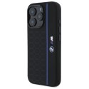 Etui BMW Silicone Hexagon Blue Line MagSafe na iPhone 16 Pro - czarne BMW