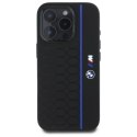 Etui BMW Silicone Hexagon Blue Line MagSafe na iPhone 16 Pro - czarne BMW