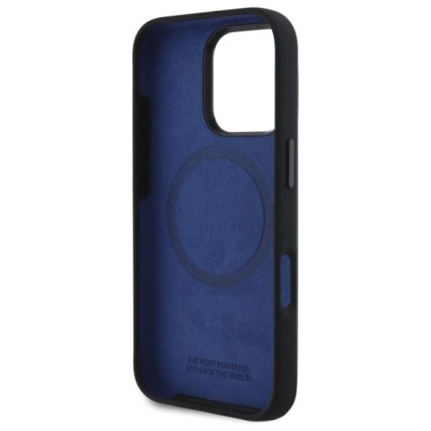 Etui BMW Silicone Hexagon Blue Line MagSafe na iPhone 16 Pro - czarne BMW