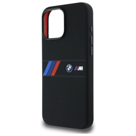 Etui BMW Silicone Middle Stripe MagSafe na iPhone 16 Pro Max - czarne BMW