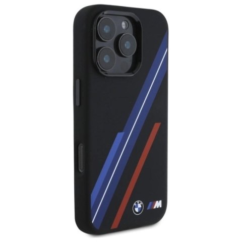 Etui BMW Silicone Random Lines MagSafe na iPhone 16 Pro Max - czarne BMW