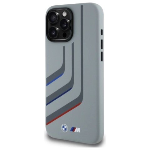Etui BMW Silicone Turning Lines MagSafe na iPhone 16 Pro Max - szare BMW