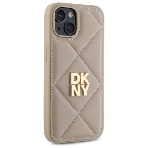Etui DKNY Quilted Stack Logo na iPhone 14 - beżowe DKNY