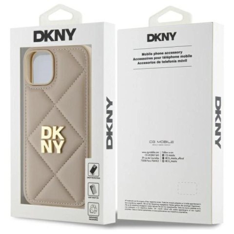 Etui DKNY Quilted Stack Logo na iPhone 14 - beżowe DKNY