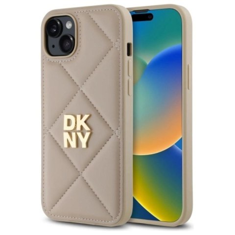 Etui DKNY Quilted Stack Logo na iPhone 15 Plus - beżowe DKNY