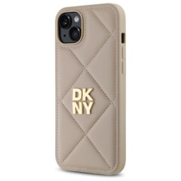 Etui DKNY Quilted Stack Logo na iPhone 15 Plus - beżowe DKNY