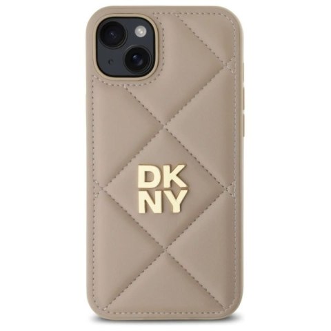 Etui DKNY Quilted Stack Logo na iPhone 15 Plus - beżowe DKNY