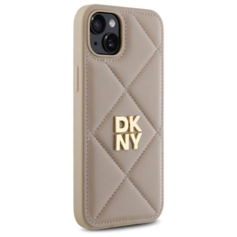 Etui DKNY Quilted Stack Logo na iPhone 15 Plus - beżowe DKNY