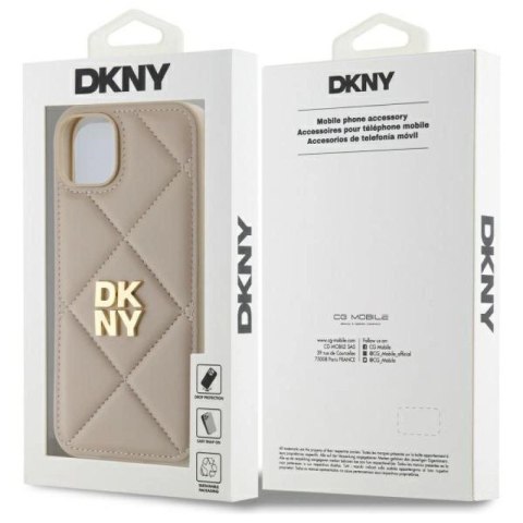 Etui DKNY Quilted Stack Logo na iPhone 15 Plus - beżowe DKNY