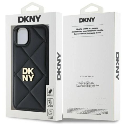 Etui DKNY Quilted Stack Logo na iPhone 15 Plus - czarne DKNY